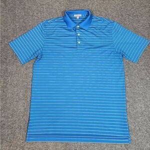 Peter Millar Summer Comfort Mens Golf Polo Shirt Size M Blue Striped